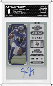 Justin Jefferson from the 2022 Panini Contenders Optic set graded by Arena Club and given an overall grade of 0.