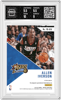 Allen Iverson from the 2019-20 Panini Mosaic  set and given an overall grade of 9.5.
