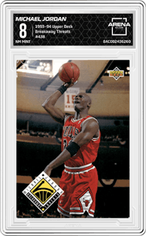 Michael Jordan from the 1993-94 Upper Deck  set graded by Arena Club and given an overall grade of 8.