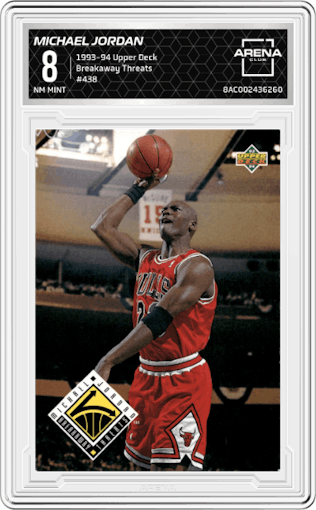 Michael Jordan from the 1993-94 Upper Deck  set graded by Arena Club and given an overall grade of 8.