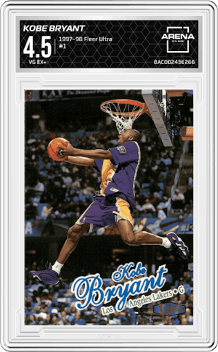 Kobe Bryant from the 1997-98 Fleer Ultra set graded by Arena Club and given an overall grade of 4.5.
