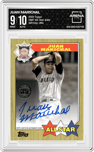 Juan Marichal from the 2022 Topps Series 2 set graded by Arena Club and given an overall grade of 9.