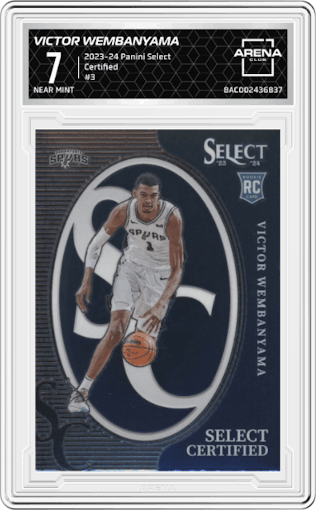 Victor Wembanyama from the 2023-24 Panini Select  set graded by Arena Club and given an overall grade of 7.