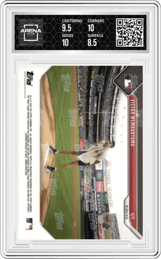 Victor Wembanyama from the 2023 Topps Now set graded by Arena Club and given an overall grade of 9.