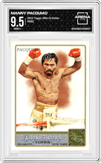 Manny Pacquiao from the 2011 Topps Allen & Ginter set graded by Arena Club and given an overall grade of 9.5.