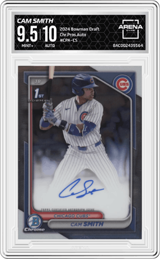 Cam Smith from the 2024 Bowman Draft set graded by Arena Club and given an overall grade of 9.5.