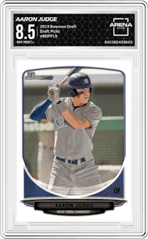 Aaron Judge from the 2013 Bowman Draft Picks & Prospects set graded by Arena Club and given an overall grade of 8.5.