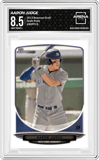 Aaron Judge from the 2013 Bowman Draft Picks & Prospects set graded by Arena Club and given an overall grade of 8.5.