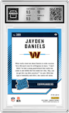 Jayden Daniels from the 2024 Donruss set featuring a Pink parallel graded by Arena Club and given an overall grade of 10.