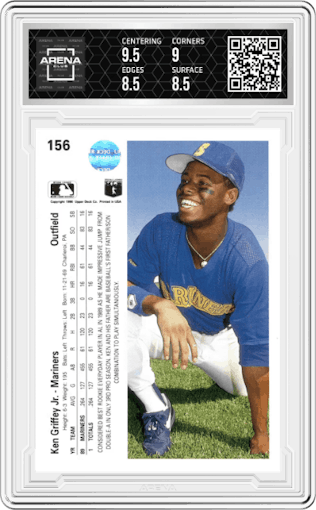 Ken Griffey Jr. from the 1990 Upper Deck set graded by Arena Club and given an overall grade of 9.