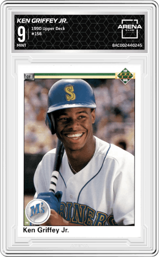 Ken Griffey Jr. from the 1990 Upper Deck set graded by Arena Club and given an overall grade of 9.