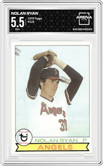 Nolan Ryan from the 1979 Topps set graded by Arena Club and given an overall grade of 5.5.