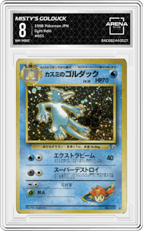 Misty's Golduck from the 1998 Pokemon JPN set graded by Arena Club and given an overall grade of 8.
