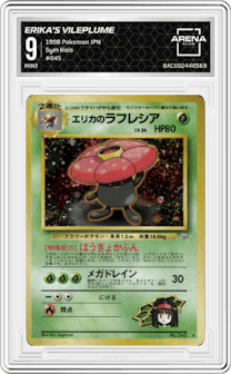 Erika's Vileplume  from the 1998 Pokemon JPN set graded by Arena Club and given an overall grade of 9.