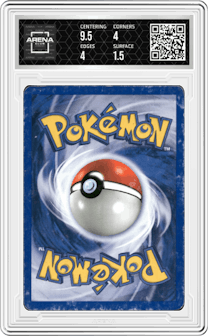 Typhlosion from the 2000 Pokemon Neo Genesis set graded by Arena Club and given an overall grade of 2.