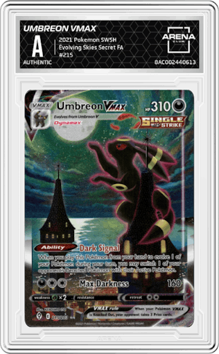 Umbreon VMAX from the 2021 Pokemon SWSH set graded by Arena Club.