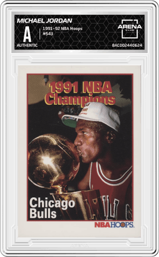 Michael Jordan from the 1991-92 NBA Hoops set graded by Arena Club.