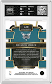Brandon Miller from the 2023-24 Panini Select  set featuring a Red Cracked Ice parallel graded by Arena Club and given an overall grade of 9.5.