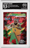 LeBron James from the 2022-23 Panini Contenders Optic set featuring a Red Cracked Ice parallel graded by Arena Club and given an overall grade of 9.5.