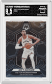 Victor Wembanyama from the 2023-24 Panini Mosaic set graded by Arena Club and given an overall grade of 9.5.