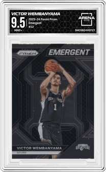 Victor Wembanyama from the 2023-24 Panini Prizm set graded by Arena Club and given an overall grade of 9.5.
