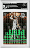 Victor Wembanyama from the 2023-24 Panini Mosaic set featuring a Green Mosaic parallel graded by Arena Club and given an overall grade of 9.5.
