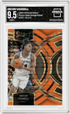 Devin Vassell from the 2023-24 Panini Select  set featuring a Neon Orange Pulsar  parallel graded by Arena Club and given an overall grade of 9.5.