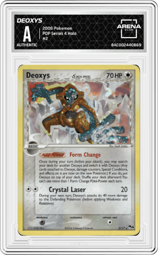 Deoxys from the 2006 Pokemon set graded by Arena Club.