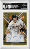 Jake Meyers from the 2022 Topps Finest set featuring a Gold Refractor parallel graded by Arena Club and given an overall grade of 9.5.