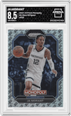 Ja Morant from the 2022-23 Panini Prizm Monopoly set featuring a GO Space parallel graded by Arena Club and given an overall grade of 8.5.