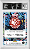 Zaccharie Risacher from the 2024-25 Panini Totally Certified set featuring a Red Mirror parallel graded by Arena Club and given an overall grade of 9.5.