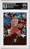 Zaccharie Risacher from the 2024-25 Panini Totally Certified set featuring a Red Mirror parallel graded by Arena Club and given an overall grade of 9.5.