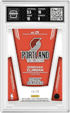 Donovan Clingan from the 2024-25 Panini Totally Certified set featuring a Camo Platinum Mirror parallel graded by Arena Club and given an overall grade of 9.5.