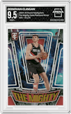 Donovan Clingan from the 2024-25 Panini Totally Certified set featuring a Camo Platinum Mirror parallel graded by Arena Club and given an overall grade of 9.5.