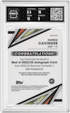 Hanna Cavinder from the 2022-23 Bowman University Best set graded by Arena Club and given an overall grade of 9.