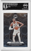 Victor Wembanyama from the 2023-24 Panini Mosaic set graded by Arena Club and given an overall grade of 9.5.