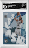 Jayson Tatum from the 2020-21 Panini Donruss Optic set featuring a Holo parallel graded by Arena Club and given an overall grade of 9.5.