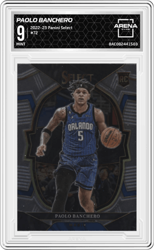 Paolo Banchero from the 2022-23 Panini Select set graded by Arena Club and given an overall grade of 9.