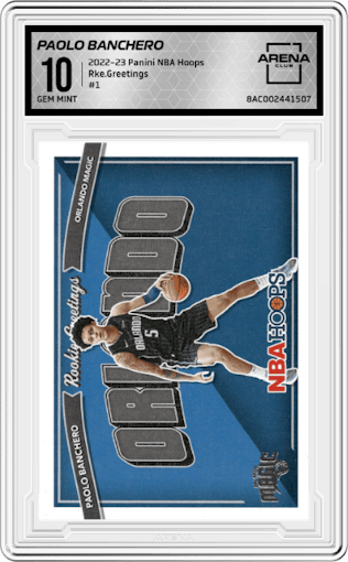 Paolo Banchero from the 2022-23 Panini NBA Hoops set graded by Arena Club and given an overall grade of 10.
