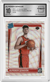 Alperen Sengun from the 2021-22 Panini Donruss Optic set featuring a Fanatics Box Set  parallel graded by Arena Club and given an overall grade of 10.