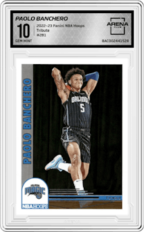 Paolo Banchero from the 2022-23 Panini NBA Hoops set graded by Arena Club and given an overall grade of 10.
