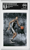 Victor Wembanyama from the 2023-24 Panini Contenders set graded by Arena Club and given an overall grade of 9.5.
