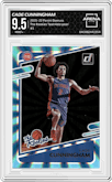 Cade Cunningham from the 2021-22 Panini Donruss set featuring a Teal Holo Laser parallel graded by Arena Club and given an overall grade of 9.5.