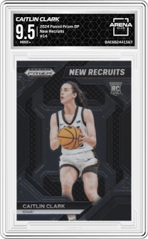 Caitlin Clark from the 2024 Panini Prizm Draft Picks set graded by Arena Club and given an overall grade of 9.5.