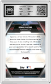 Ronald Acuna from the 2017 Bowman Chrome set graded by Arena Club and given an overall grade of 10.