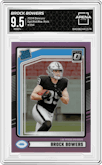 Brock Bowers from the 2024 Donruss set featuring a Pink parallel graded by Arena Club and given an overall grade of 9.5.