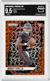 Michael Penix Jr. from the 2024 Panini Prizm set featuring a Lazer Prizm parallel graded by Arena Club and given an overall grade of 9.5.
