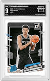 Victor Wembanyama from the 2023-24 Panini Donruss set graded by Arena Club and given an overall grade of 9.