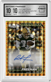 Antonio Freeman from the 2024 Topps Chrome set featuring a Gold Geometric Refractor parallel graded by Arena Club and given an overall grade of 10.