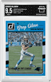 Greg Olsen from the 2016 Panini Donruss  set featuring a Stat Line Years parallel graded by Arena Club and given an overall grade of 9.5.